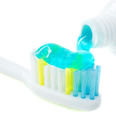 Toothpaste on a toothbrush